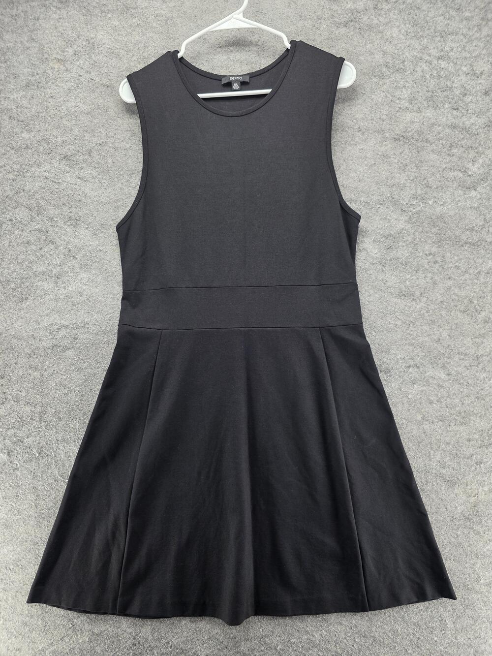 IMNYC Dress Womens L Black Fit & Flare Short Crew Neck Sleeveless Jersey